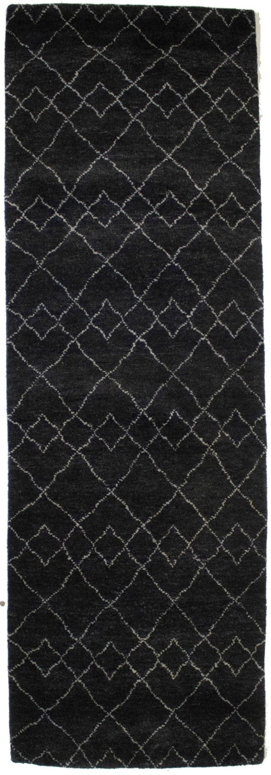 Charcoal Tribal 3X8 Moroccan Oriental Runner Rug