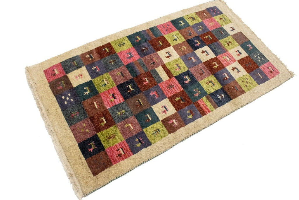 Multicolored Checker Tribal 3X5 Indo-Gabbeh Oriental Rug