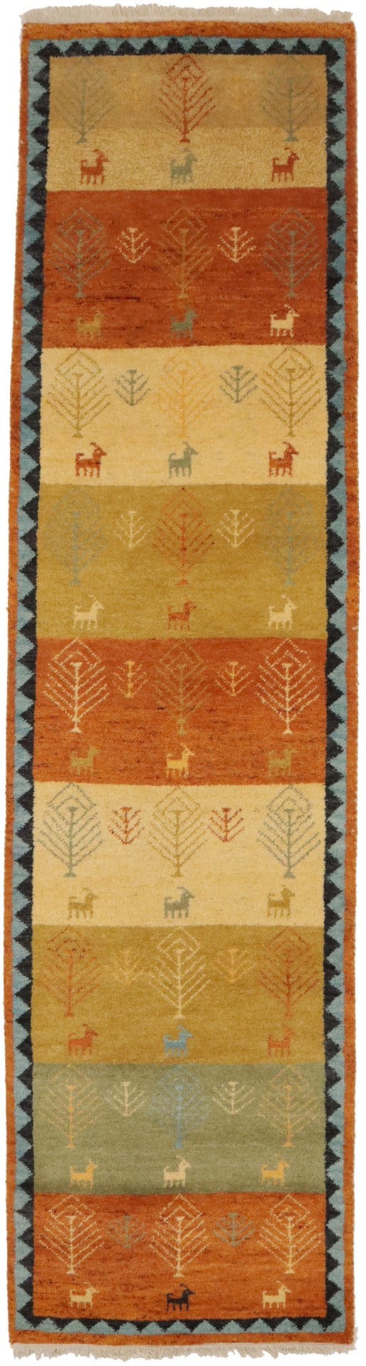 Multicolored Stripes 3X10 Indo-Gabbeh Oriental Runner Rug