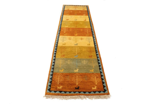 Multicolored Stripes 3X10 Indo-Gabbeh Oriental Runner Rug