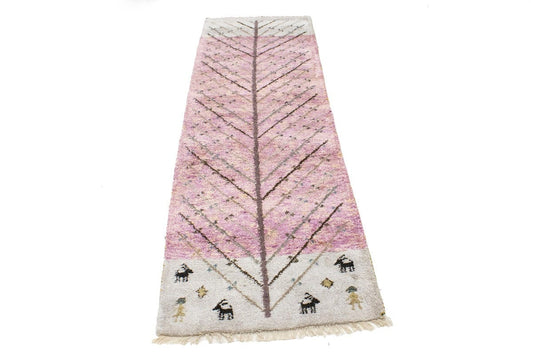 Pink Ivory Tribal 3X8 Indo-Gabbeh Oriental Runner Rug