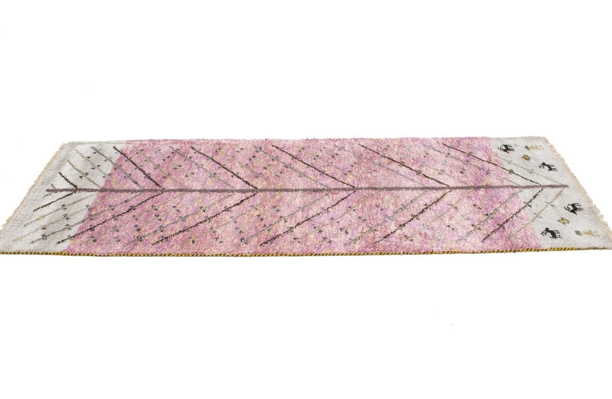 Pink Ivory Tribal 3X8 Indo-Gabbeh Oriental Runner Rug