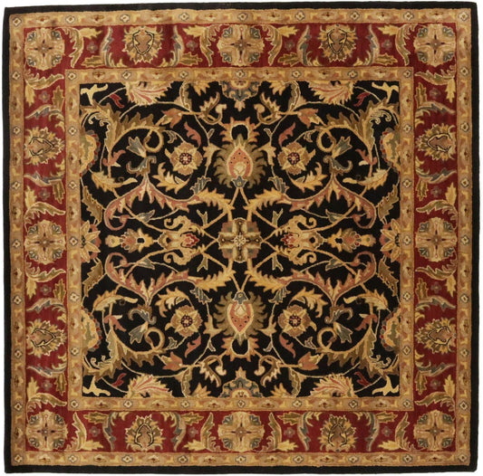 Black Floral Modern 8X8 Oriental Hand-Tufted Square Rug