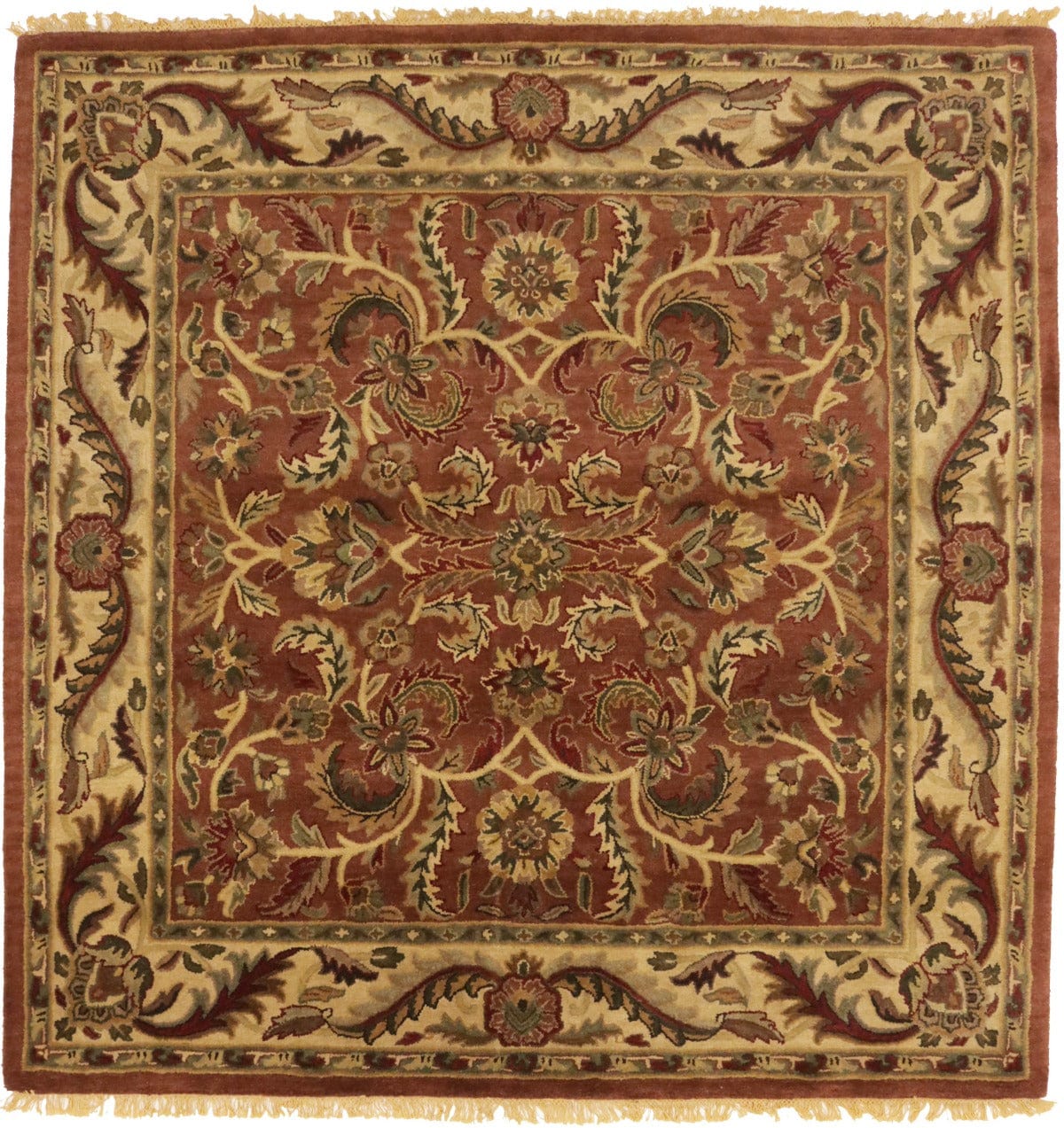 Rusty Brown Floral Modern 8X8 Oriental Hand-Tufted Square Rug