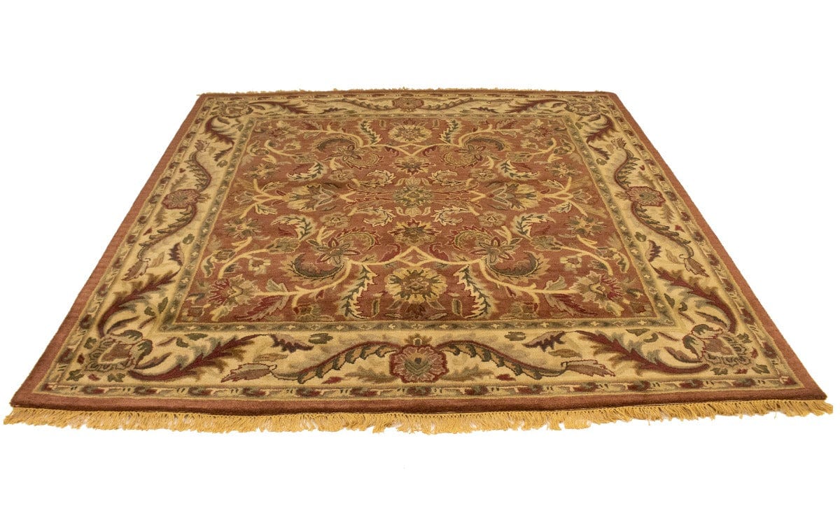 Rusty Brown Floral Modern 8X8 Oriental Hand-Tufted Square Rug