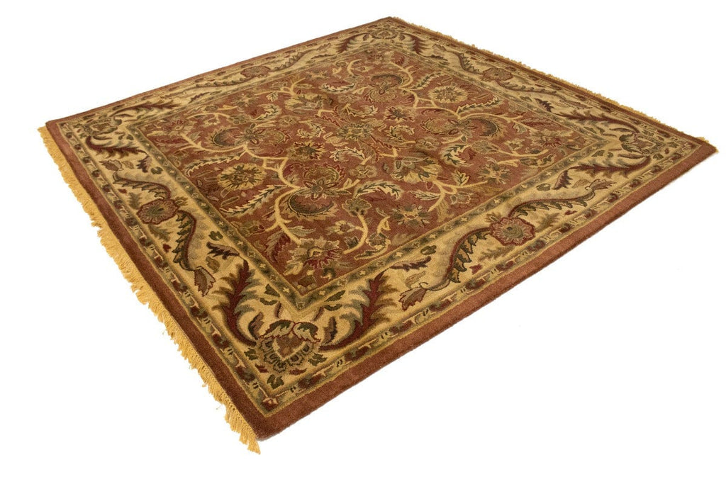 Rusty Brown Floral Modern 8X8 Oriental Hand-Tufted Square Rug