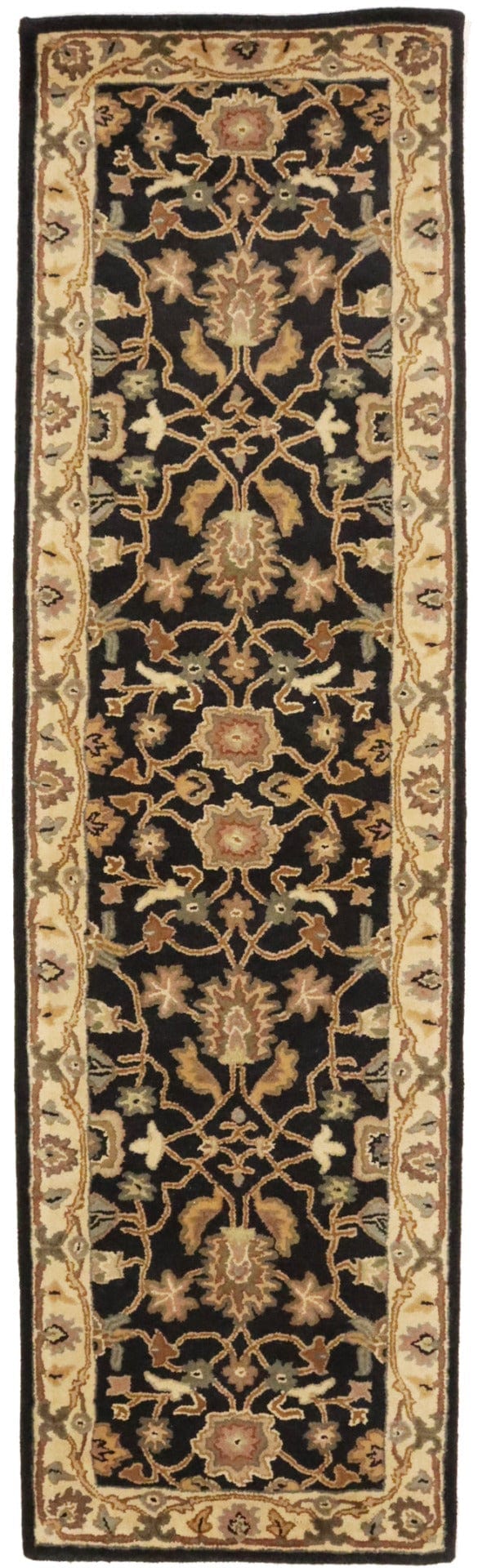 Dark Navy Floral Modern 2'5X10 Hand-Tufted Runner Rug