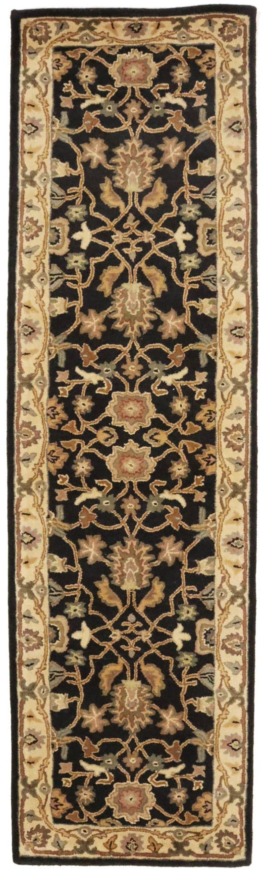 Dark Navy Floral Modern 2'5X10 Hand-Tufted Runner Rug