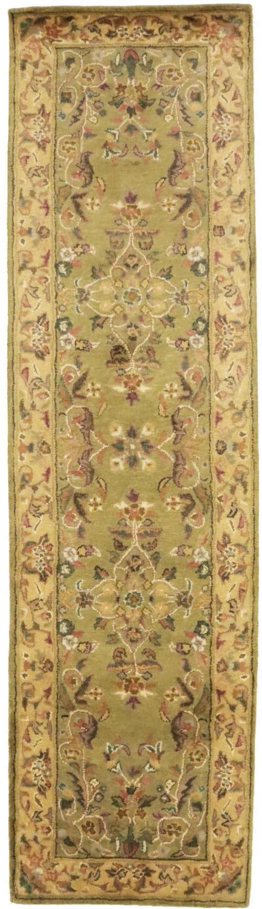 Light Olive Floral Modern 2'6X9 Hand-Tufted Runner Rug