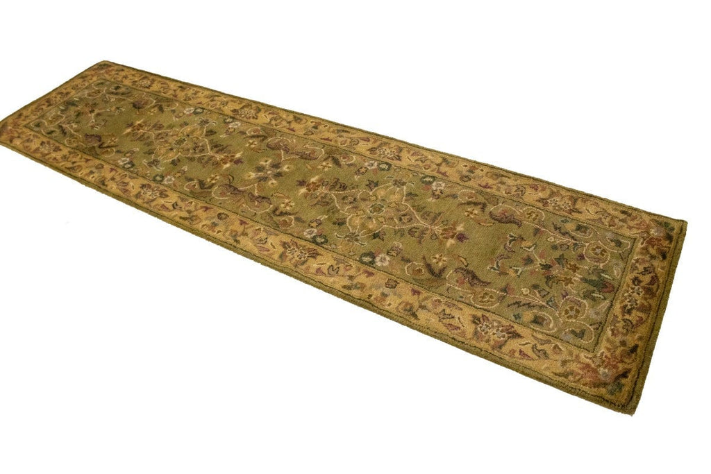 Light Olive Floral Modern 2'6X9 Hand-Tufted Runner Rug