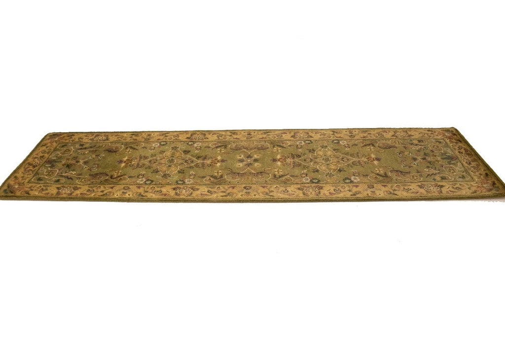 Light Olive Floral Modern 2'6X9 Hand-Tufted Runner Rug