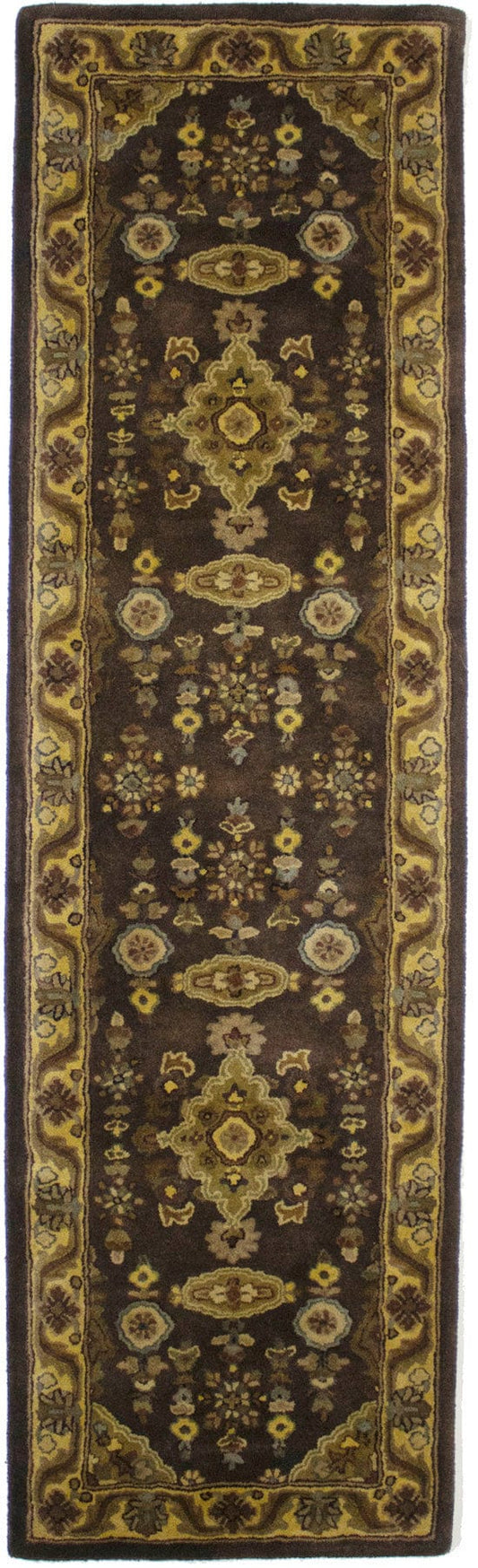 Brown Floral Modern 2'7X9 Hand-Tufted Runner Rug