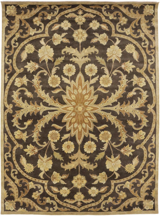 Dark Brown Floral Modern 10X13 Oriental Hand-Tufted Rug