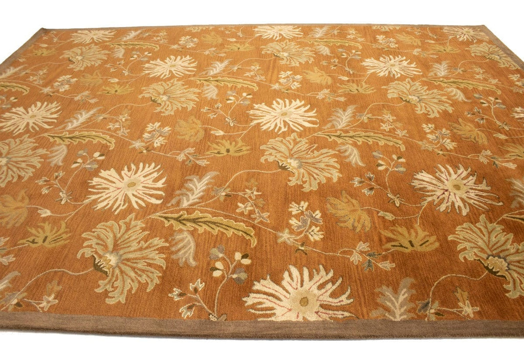 Rust Orange Floral Modern 10X13 Oriental Hand-Tufted Rug