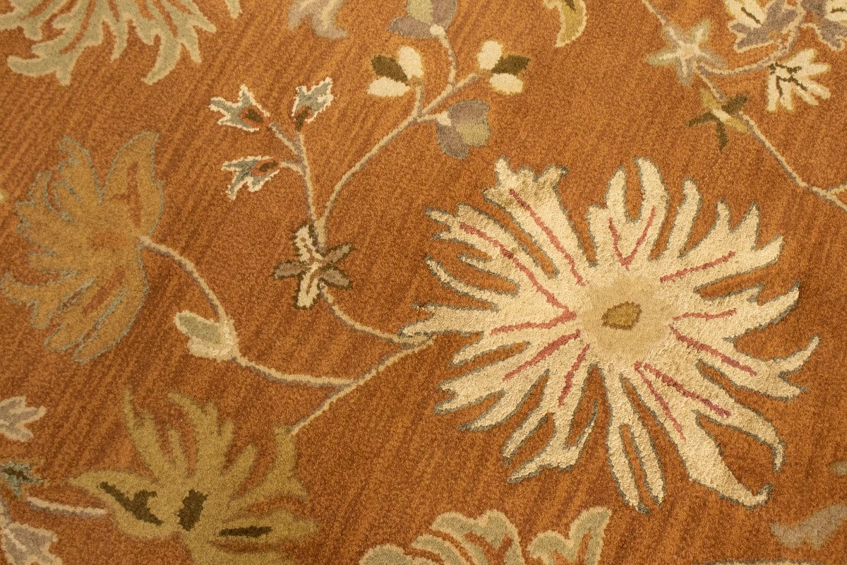 Rust Orange Floral Modern 10X13 Oriental Hand-Tufted Rug