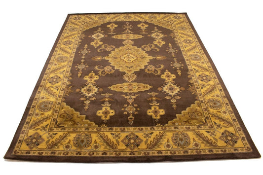 Dark Brown Floral Modern 10X13 Oriental Hand-Tufted Rug