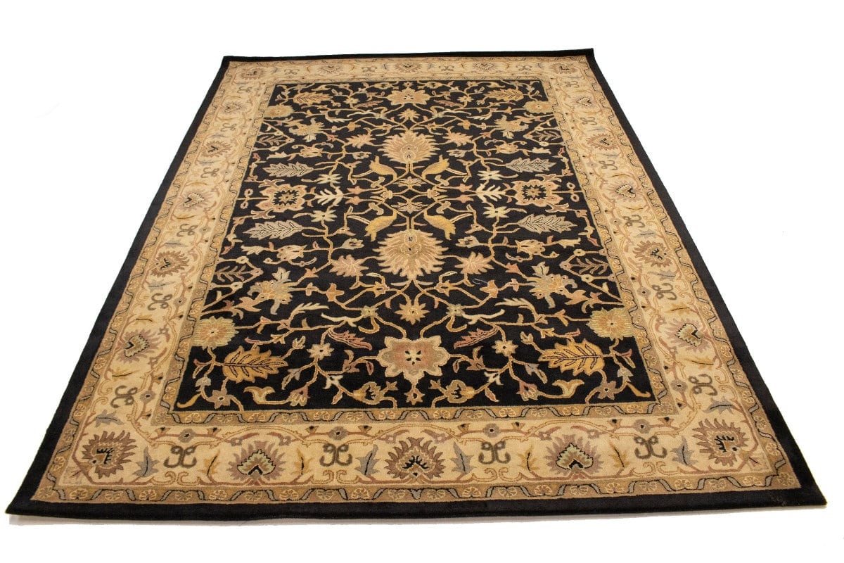 Black Floral Modern 10X13 Oriental Hand-Tufted Rug