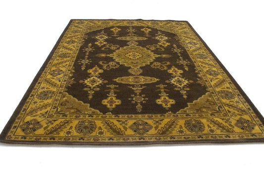 Dark Brown Floral Modern 10X13 Oriental Hand-Tufted Rug