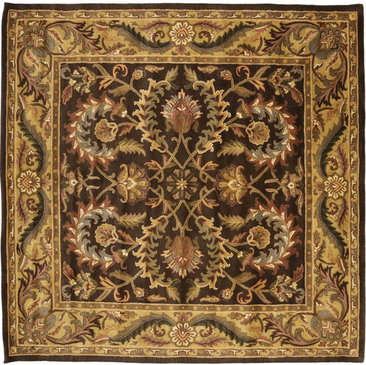 Dark Brown Floral Modern 10X10 Oriental Hand-Tufted Square Rug