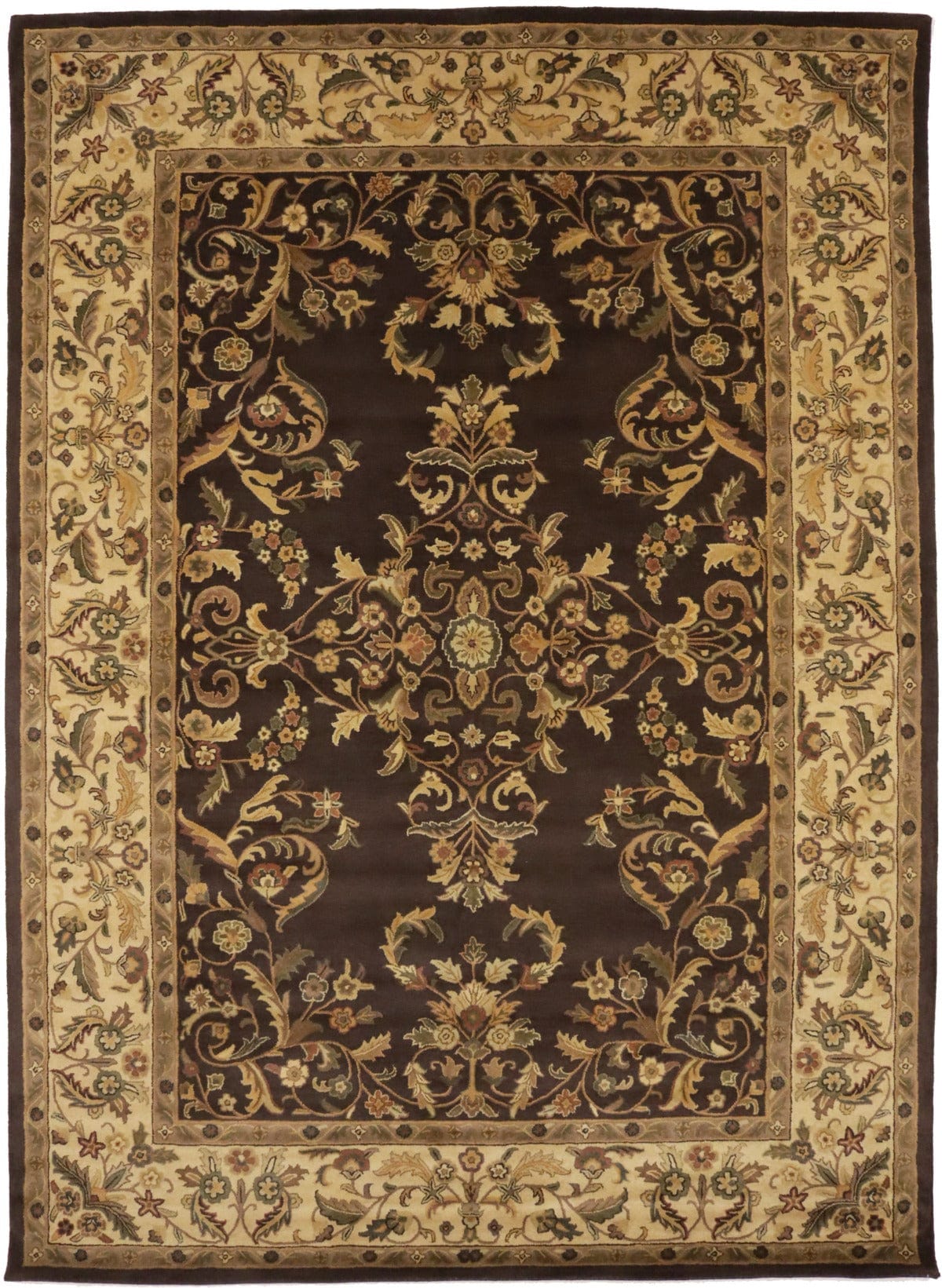 Dark Brown Floral Modern 9'5X13 Oriental Hand-Tufted Rug