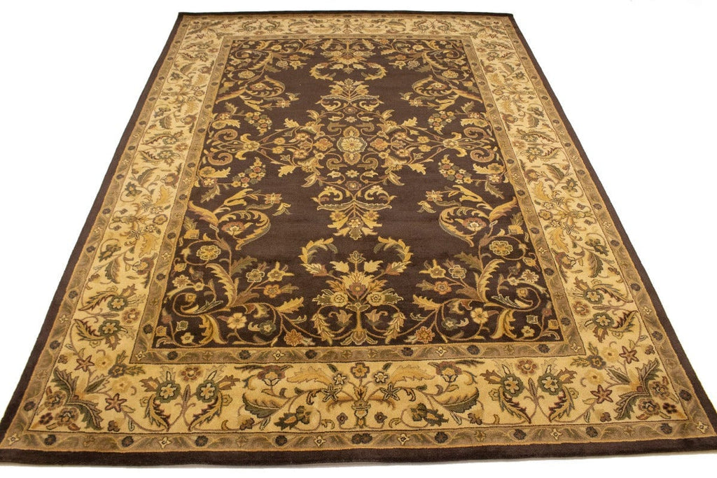 Dark Brown Floral Modern 9'5X13 Oriental Hand-Tufted Rug