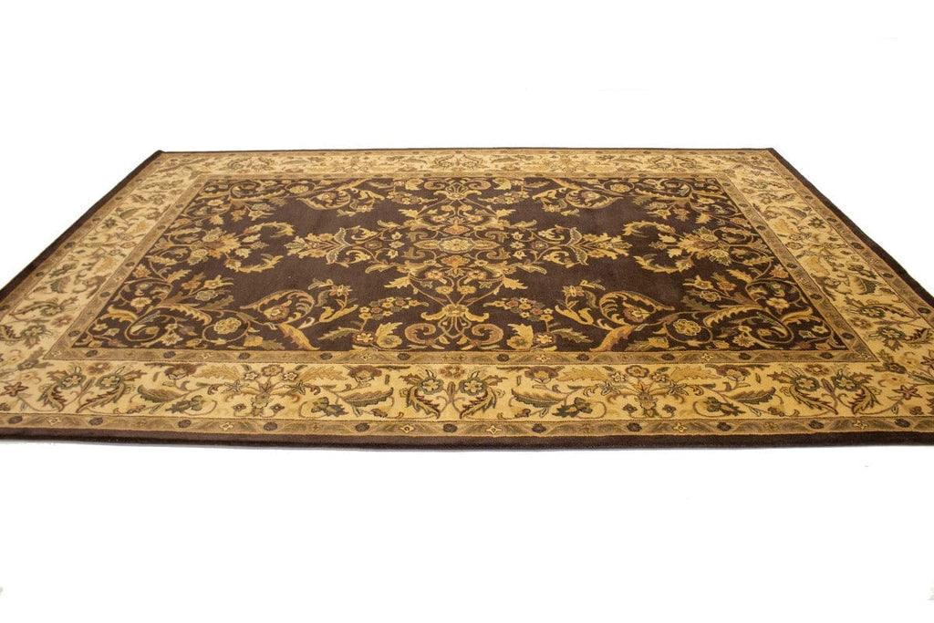 Dark Brown Floral Modern 9'5X13 Oriental Hand-Tufted Rug