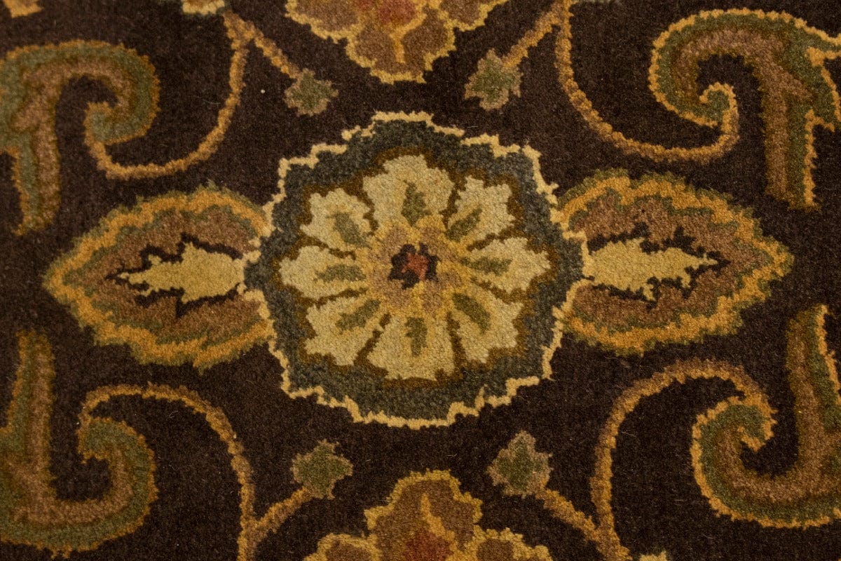 Dark Brown Floral Modern 9'5X13 Oriental Hand-Tufted Rug