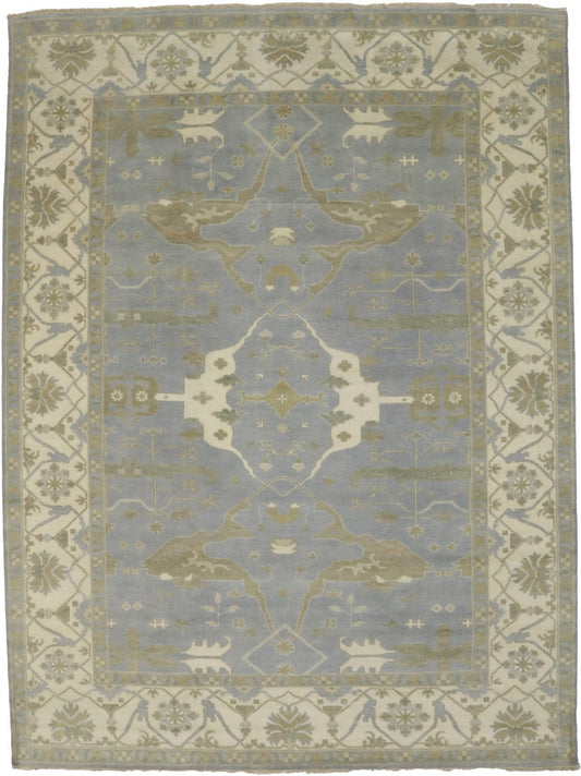 Gray Floral 10'5X14 Oushak Oriental Rug