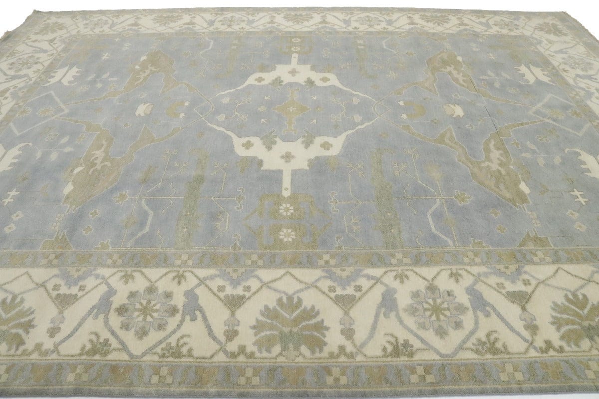 Gray Floral 10'5X14 Oushak Oriental Rug