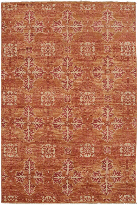 Rust Orange Transitional Floral 6X9 Oriental Rug