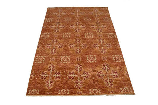 Rust Orange Transitional Floral 6X9 Oriental Rug