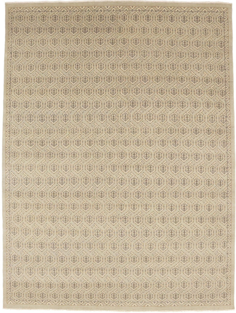 Muted Beige Floral 9X12 Chobi Oushak Oriental Rug