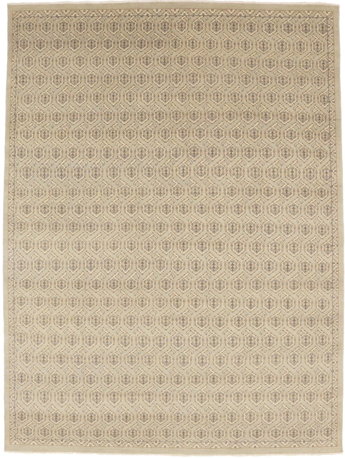 Muted Beige Floral 9X12 Chobi Oushak Oriental Rug