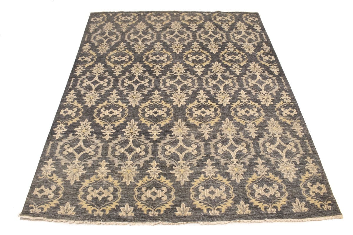 Brownish Gray Transitional Floral 8X10 Oriental Rug