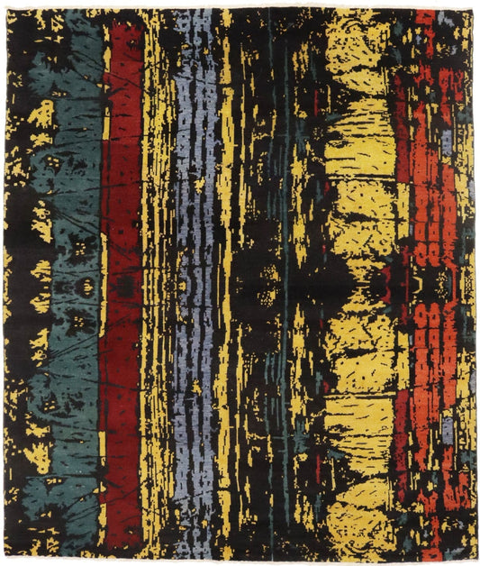 Multicolored Abstract 8'5X9'9 Modern Rug