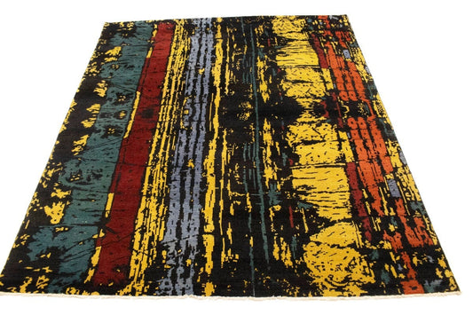 Multicolored Abstract 8'5X9'9 Modern Rug