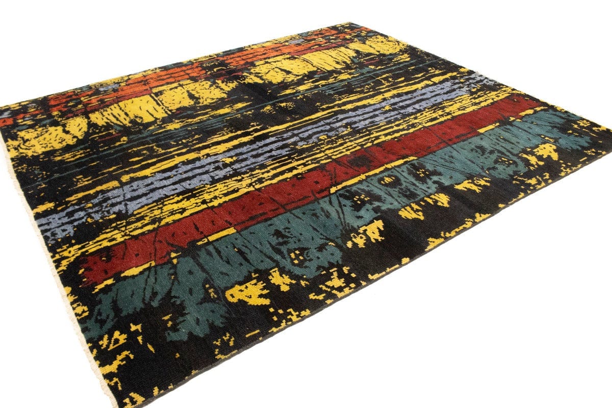 Multicolored Abstract 8'5X9'9 Modern Rug