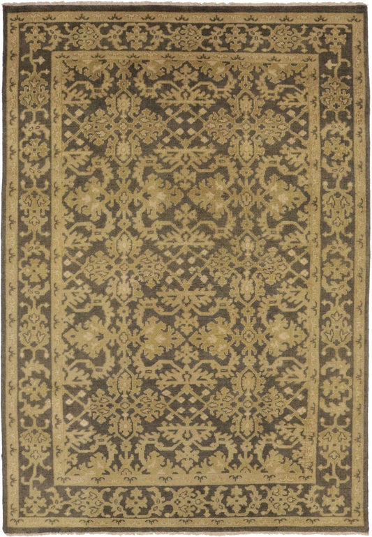 Dark Brown Transitional Floral 6X9 Oriental Rug