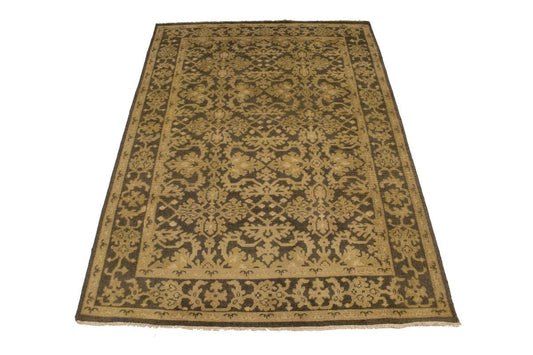 Dark Brown Transitional Floral 6X9 Oriental Rug