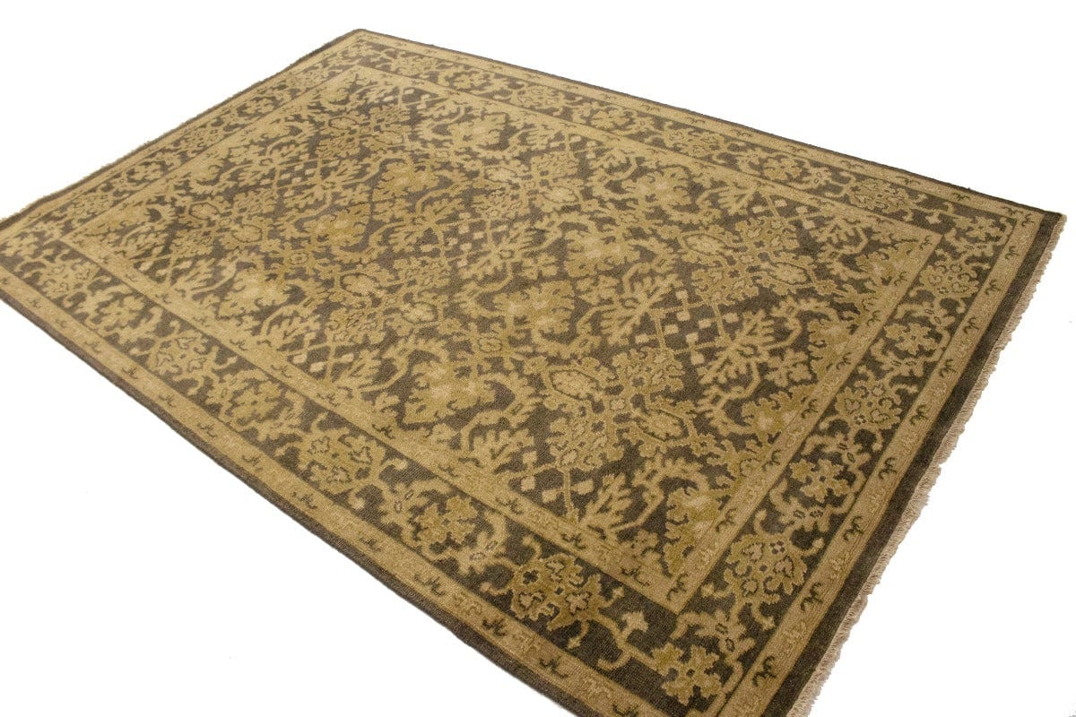 Dark Brown Transitional Floral 6X9 Oriental Rug