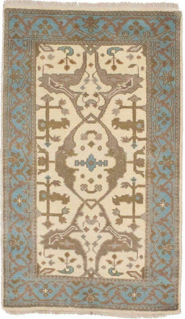 Cream Floral 3X5 Oushak Oriental Rug