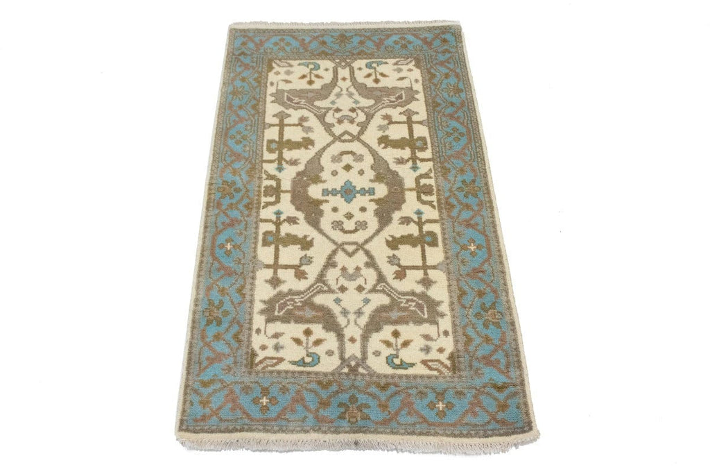 Cream Floral 3X5 Oushak Oriental Rug