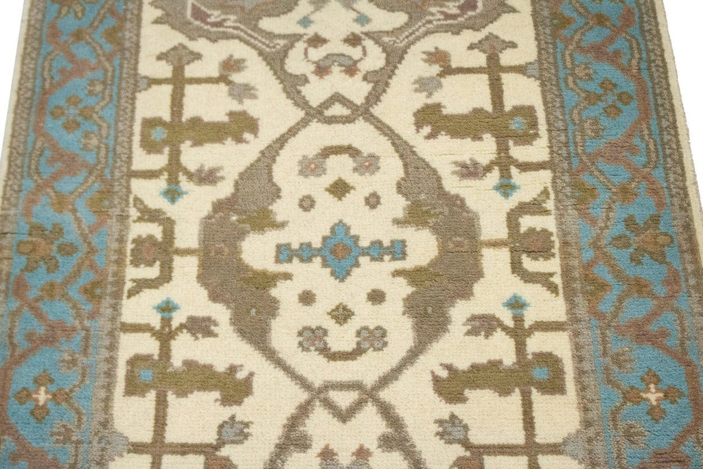 Cream Floral 3X5 Oushak Oriental Rug