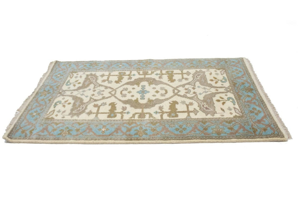 Cream Floral 3X5 Oushak Oriental Rug