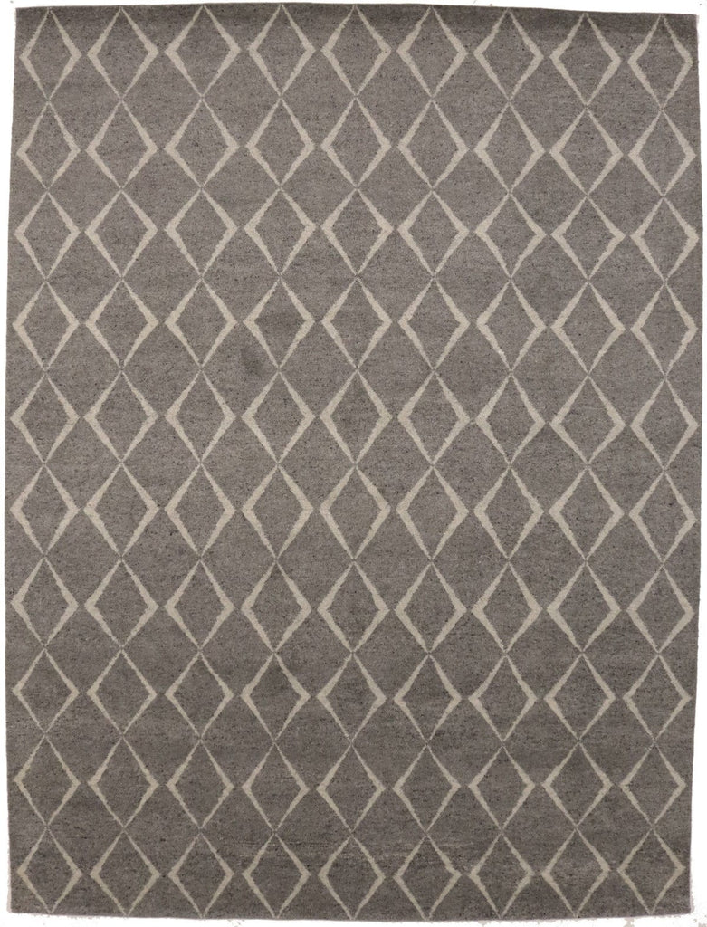 Gray Geometric 9X12 Moroccan Oriental Rug