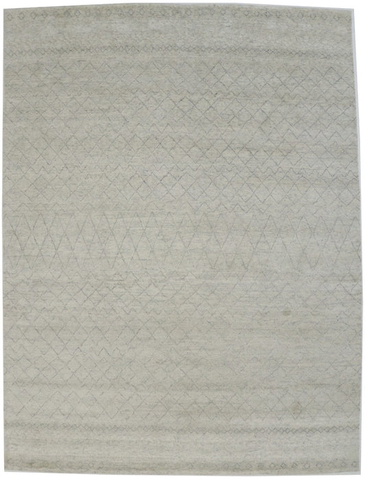 Cream Geometric 9X12 Moroccan Oriental Rug