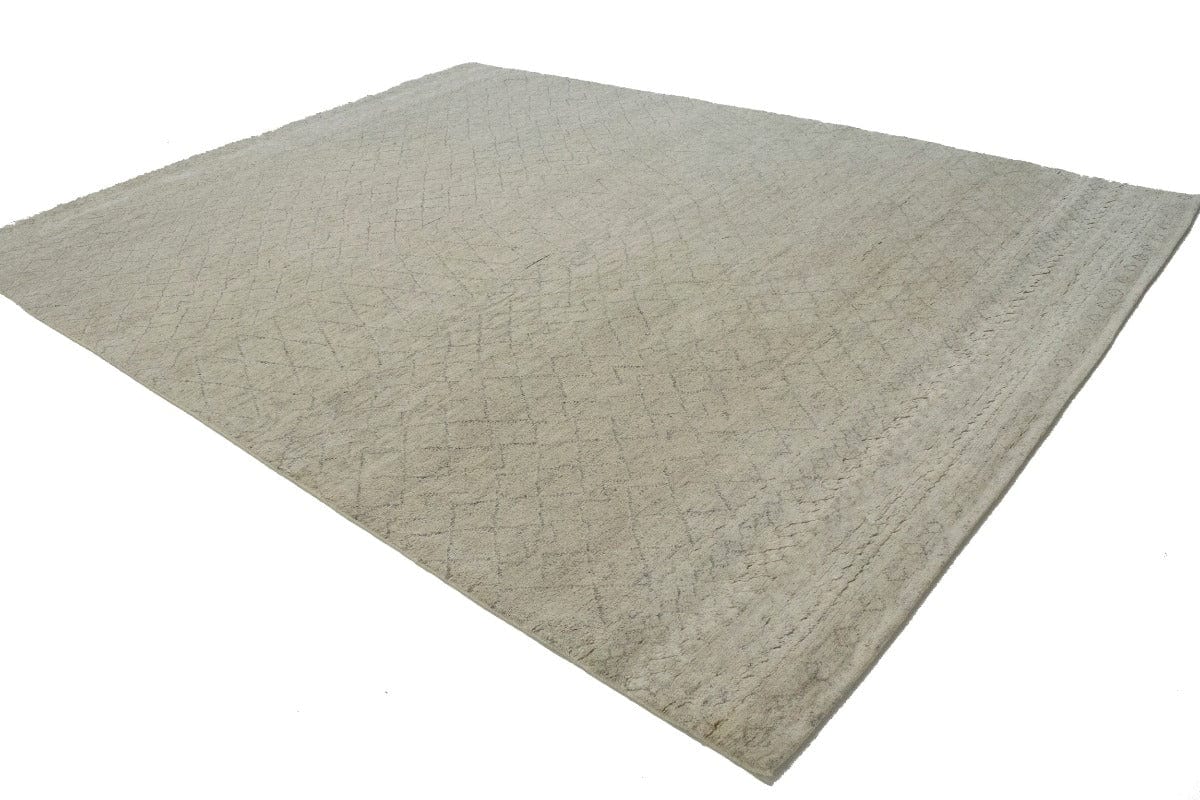 Cream Geometric 9X12 Moroccan Oriental Rug