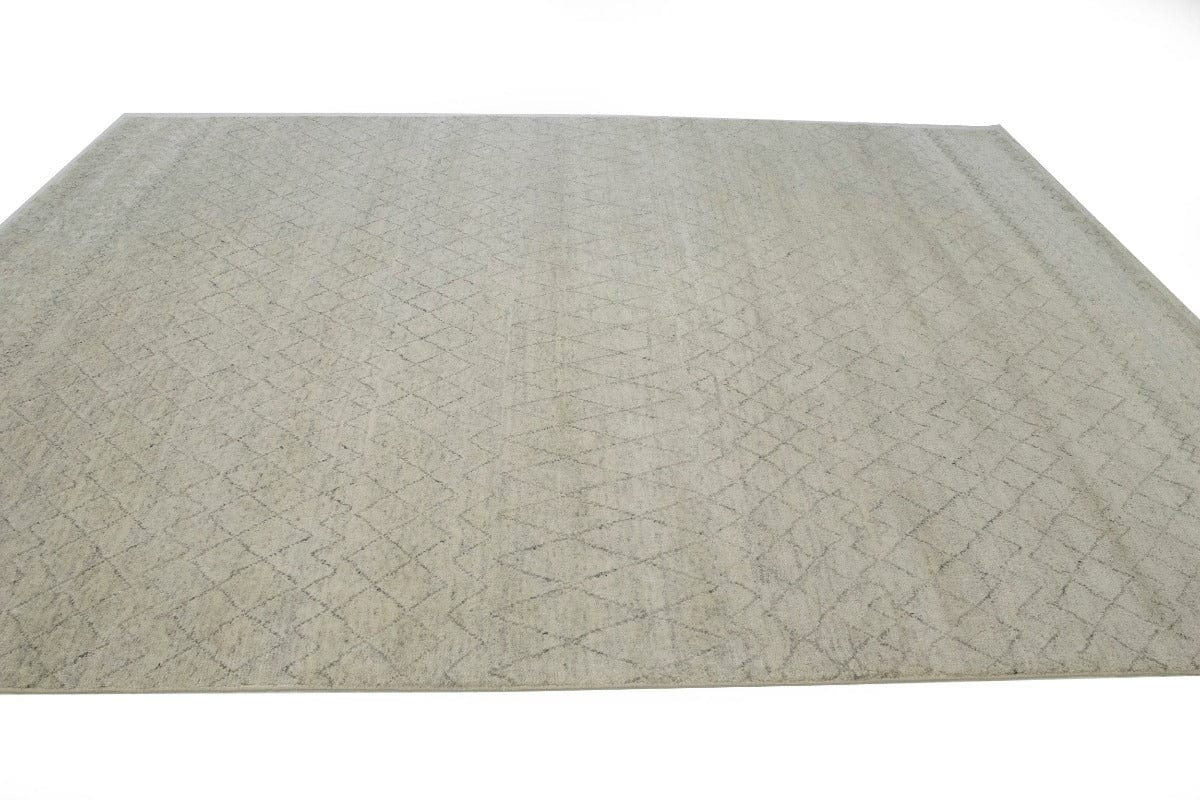 Cream Geometric 9X12 Moroccan Oriental Rug