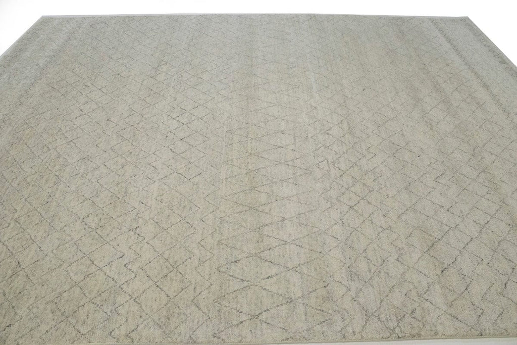 Cream Geometric 9X12 Moroccan Oriental Rug