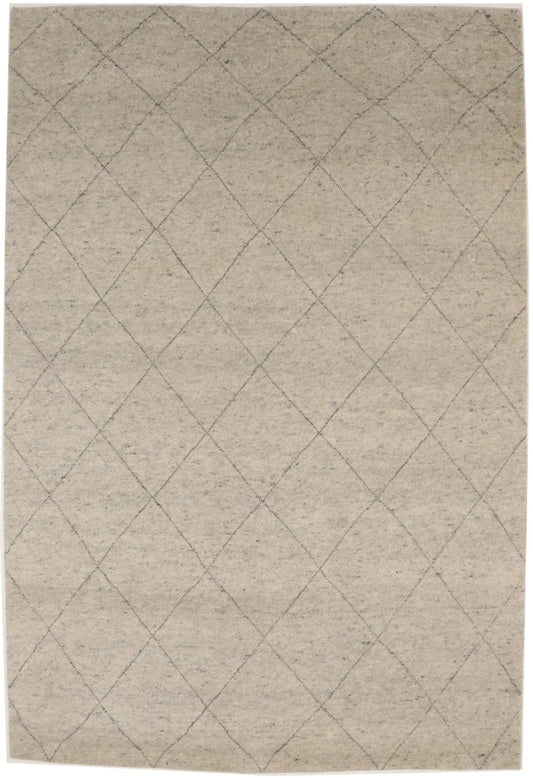 Beige/Cream Geometric 6X9 Moroccan Oriental Rug